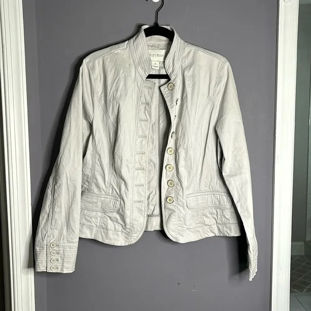 White House Black Market Cream Button-Front Blazer Jacket - Picture 7 of 7